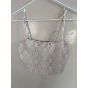 Forever 21 Womens Pink Snakeskin Print Crop Cami Top Adjustable Straps Size Sm